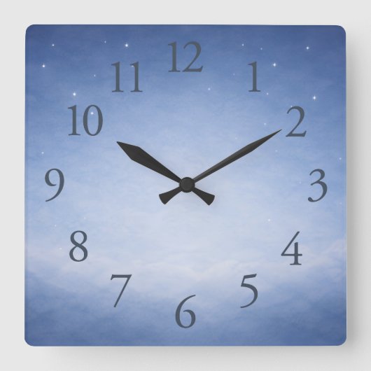 Hey Diddle Diddle Night Sky Nursery Wall Clock スクエア壁時計 (正面)
