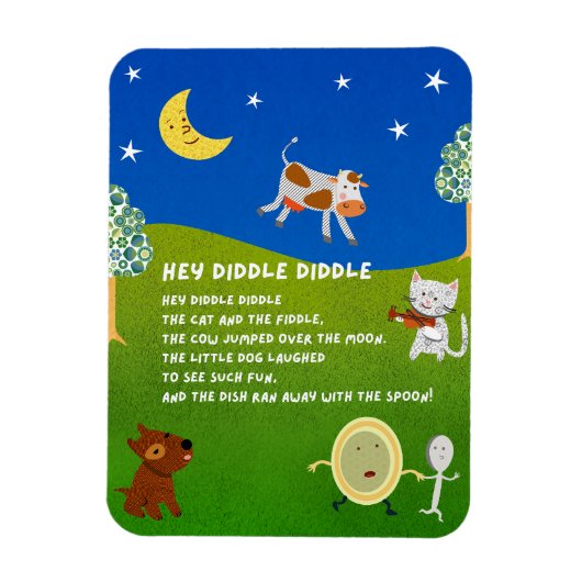 Hey Diddle Diddle Nursery Rhyme Magnet マグネット (縦)