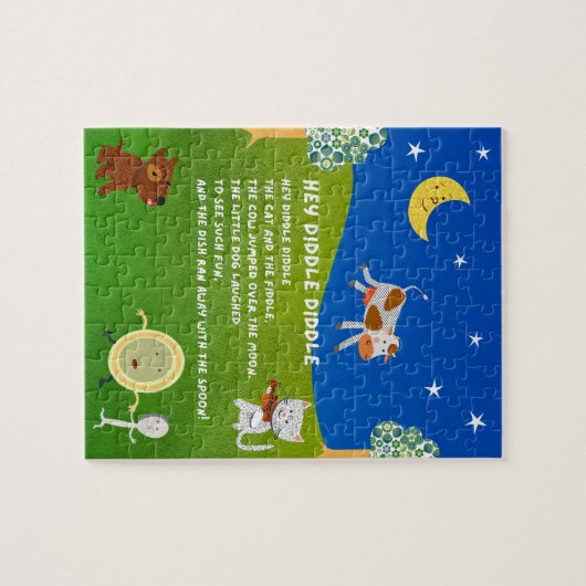 Hey Diddle Diddle Nursery Rhyme Puzzle ジグソーパズル (横)