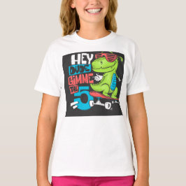 Hey Dude Gimme 5"スケーターDinoキッズTシャツ Tシャツ