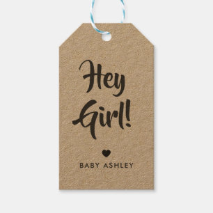 Hey Girl Giftラベル、ベビーシャワーギフトラベル、クラフト ギフトタグ