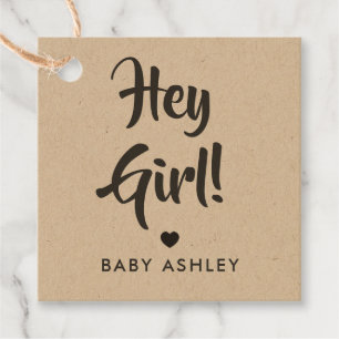 Hey Girl Giftラベル、ベビーシャワーギフトラベル、クラフト フェイバータグ