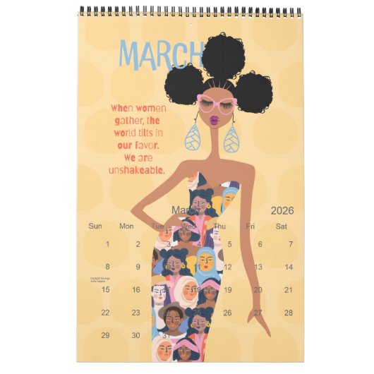 Hey Gurl 2026 12-Month Calendar カレンダー (3月 2026)