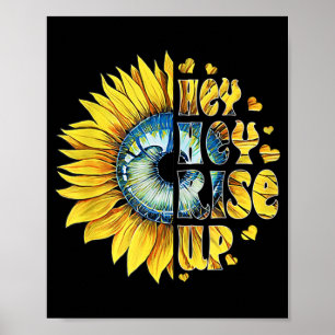 Hey Hey Rise Up Ukrainのためのウクライナのヒマワリ平和 ポスター