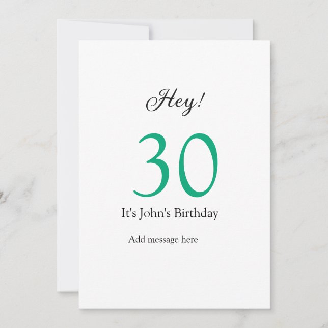 Hey it's 30th birthday green black bold letter nam (正面)