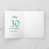 Hey it's 30th birthday green black bold letter nam カード (内部)