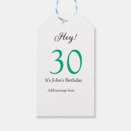 Hey it's 30th birthday green black bold letter nam ギフトタグ