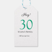 Hey it's 30th birthday green black bold letter nam ギフトタグ (裏面)