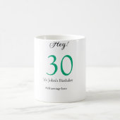 Hey it's 30th birthday green black bold letter nam コーヒーマグカップ (中央)
