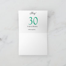 Hey it's 30th birthday green black bold letter nam