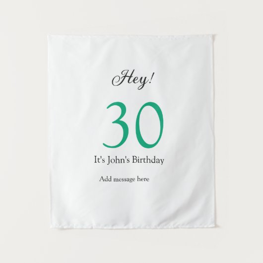 Hey it's 30th birthday green black bold letter nam タペストリー (正面)