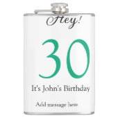Hey it's 30th birthday green black bold letter nam フラスク (正面)