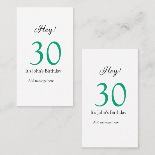 Hey it's 30th birthday green black bold letter nam 名刺 (正面/裏面)