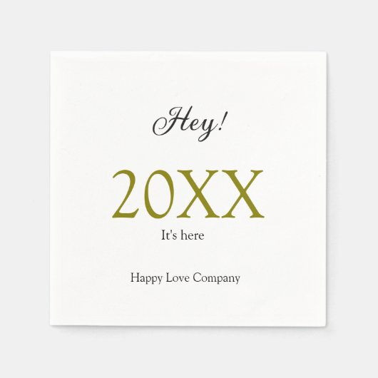 Hey it's new year add year gold black simple. Mini スタンダードカクテルナプキン (正面)