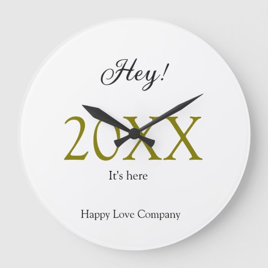 Hey it's new year add year gold black simple. Mini ラージ壁時計 (正面)