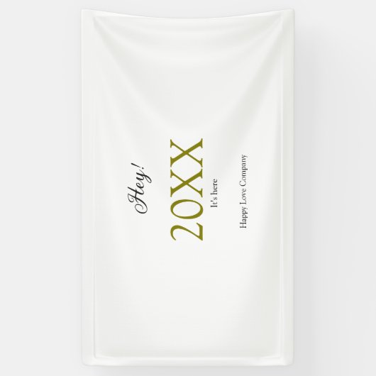 Hey it's new year add year gold black simple. Mini 横断幕 (縦)