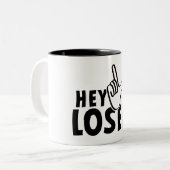 Hey loser. losers, mafkees, onnozele, neurd....  ツートーンマグカップ (正面左)