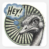 "Hey Ostrich" Bubble Thought Sticker スクエアシール (正面)