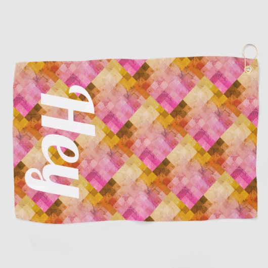 Hey Pink Water Color Geometric Pattern ゴルフタオル (横)
