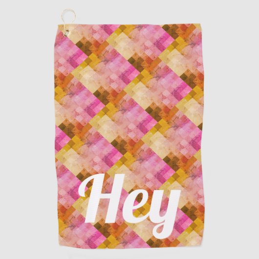 Hey Pink Water Color Geometric Pattern ゴルフタオル (正面)
