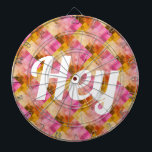 Hey Pink Water Color Geometric Pattern ダーツボード<br><div class="desc">ピンクとオレンジの水の色の幾何学的なパターンのダーツボード"おい"という単語と。</div>