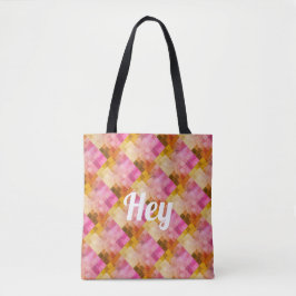 Hey Pink Water Color Geometric Pattern トートバッグ