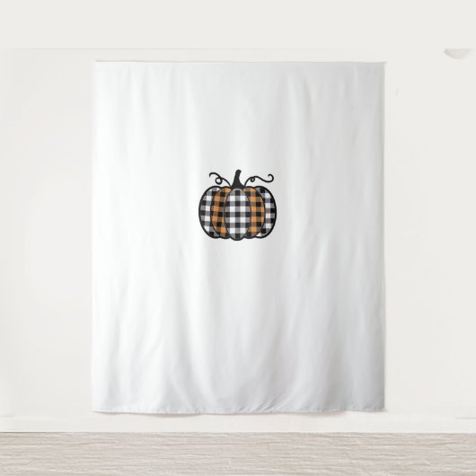 Hey Pumpkin Buffalo Plaid for秋秋の感謝祭 タペストリー (正面)