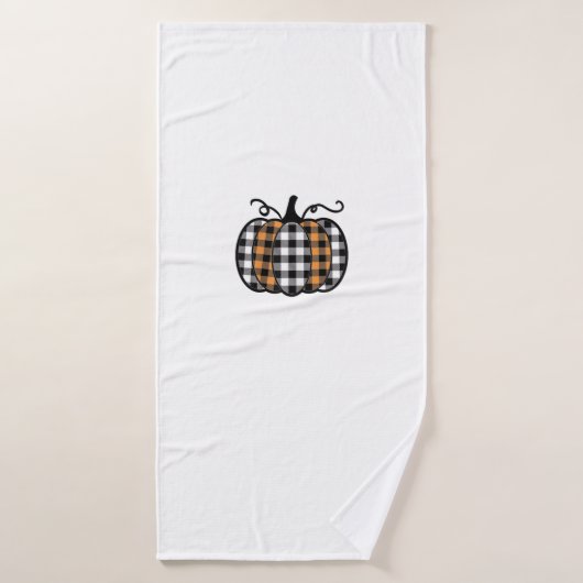 Hey Pumpkin Buffalo Plaid for秋秋の感謝祭 バスタオル (バスタオル)