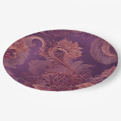 Hey Rosegold Floral AI art  ペーパープレート (アングル)