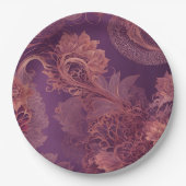 Hey Rosegold Floral AI art  ペーパープレート (正面)