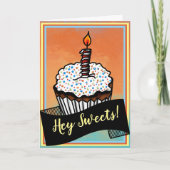 Hey Sweets, Happy Birthday Cupcake カード (正面)
