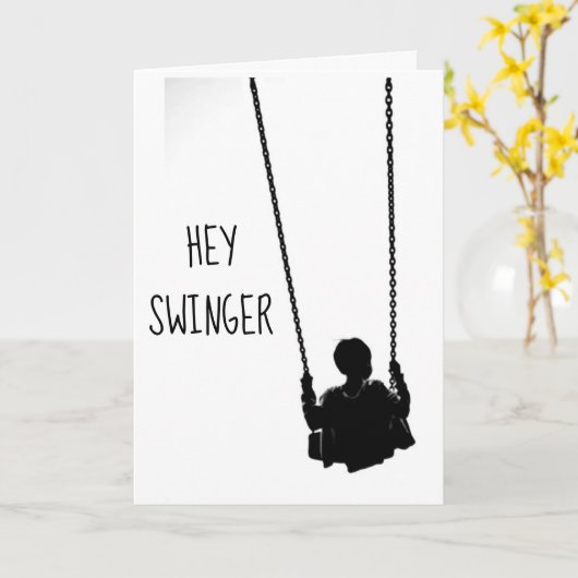 HEY ***SWINGER*** HAPPY **50th**誕生日 カード (黄色い花)