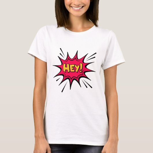 HEY! Tシャツ - 遊び心とエネルギッシュなグラフィックTシャツ (正面)