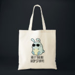 Hey There Hop Stuff Funny Hot Rabbit Pun  トートバッグ<br><div class="desc">Hey There Hop Stuff Funny Hot Rabbit Pun features a cute bunny rabbit looking hot in his sunglasses. Perfect pun gift for family and friends who love cute rabbit puns.</div>