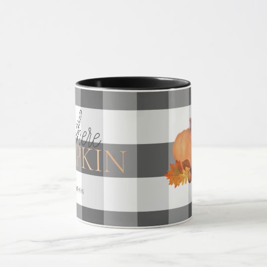 Hey There Pumpkin Black & White Buffalo Check マグカップ (中央)