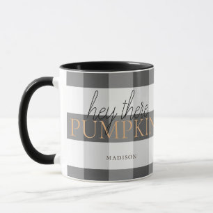 Hey There Pumpkin Black & White Buffalo Check マグカップ