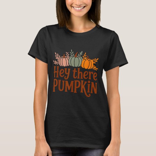 Hey There Pumpkin,trendy Fall Autumn Halloween Ret Tシャツ (正面)