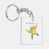 Hey Wassup Roller Skating Budgie with Headphones キーホルダー (正面左)