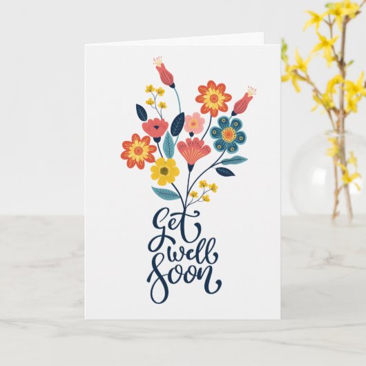 Hey Well soon with Beautiful Flowers Growing カード (黄色い花)