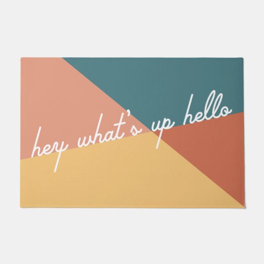 Hey Whatsup Hello Welcome Mat ドアマット (正面)