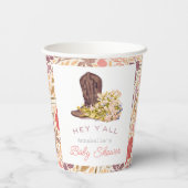Hey Y'all Cowboy Boot & Bouquet Girlベビーシャワー 紙コップ (裏面)