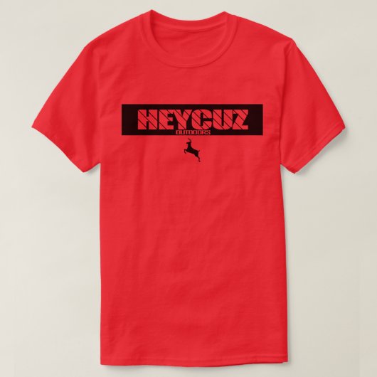 HeyCuzアウトドアブロックデザインと鹿 Tシャツ (デザイン正面)
