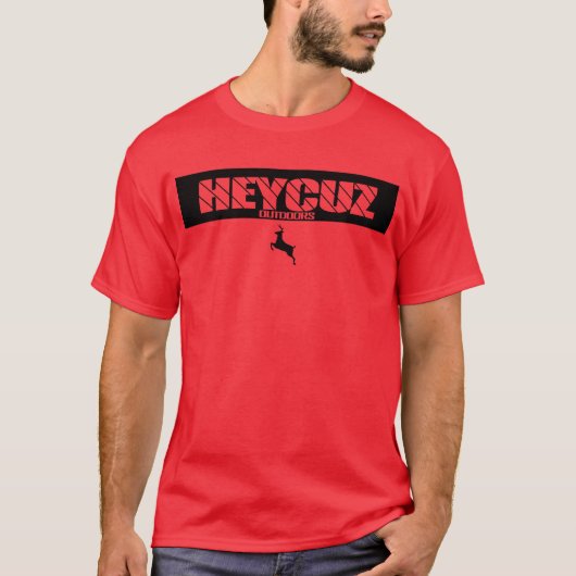 HeyCuzアウトドアブロックデザインと鹿 Tシャツ (正面)