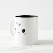 “Heyy!” Cute Face Two-Tone Cofee Mug ツートーンマグカップ (正面左)