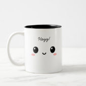 “Heyy!” Cute Face Two-Tone Cofee Mug ツートーンマグカップ (左)