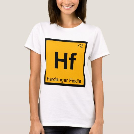 Hf - ハルダンゲルヴァイオリン 周期表 tシャツ (正面)
