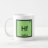 Hf - ハーフリングがおかしい 化学元素記号Tシャツ コーヒーマグカップ (左)