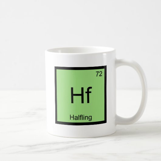 Hf - ハーフリングがおかしい 化学元素記号Tシャツ コーヒーマグカップ (右)
