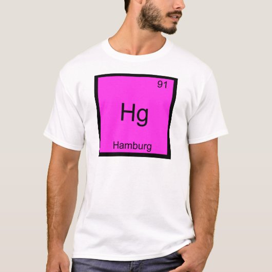 Hg - ハンブルク おもしろ 化学 元素記号 Tシャツ (正面)