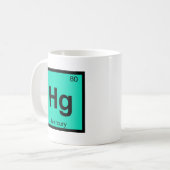 Hg -水銀化学の周期表記号 コーヒーマグカップ (正面左)